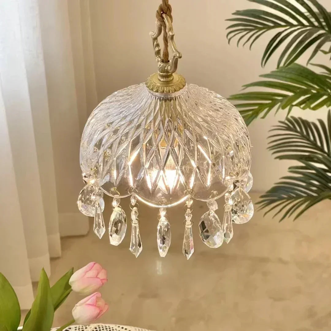 French Retro Glass Chandelier Lamp