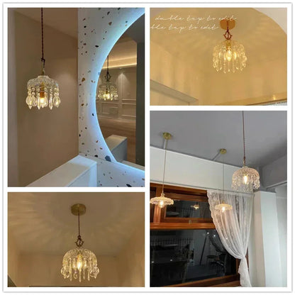 French Retro Glass Chandelier Lamp