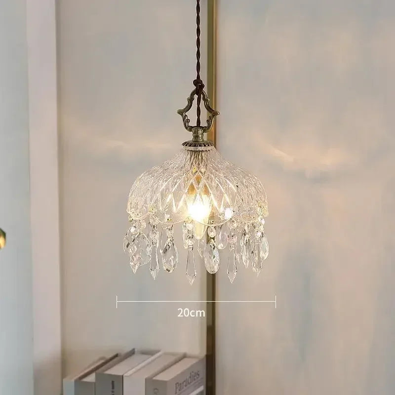 French Retro Glass Chandelier Lamp