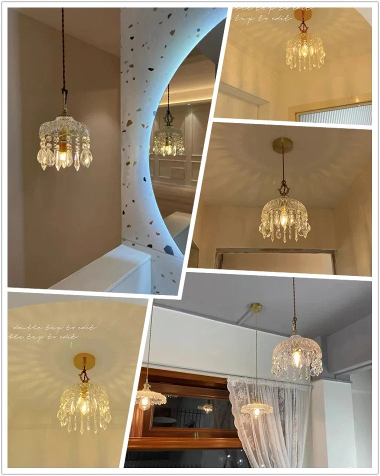 French Retro Glass Chandelier Lamp