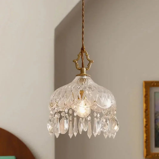 French Retro Glass Chandelier Lamp