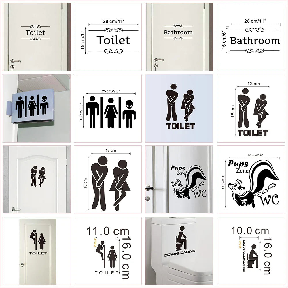 Fun PVC Toilet Sign Stickers