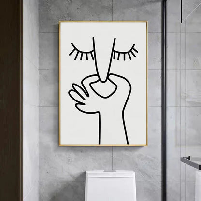 Funny Abstract Black & White Bathroom Art