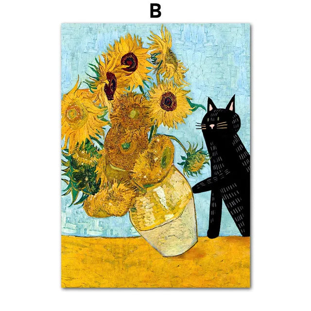 Funny Art Canvas - Black Cat