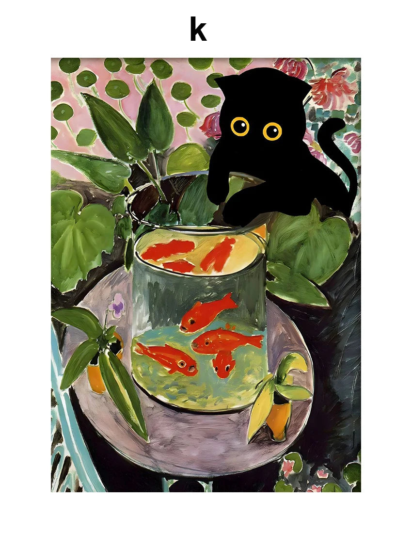 Funny Art Canvas - Black Cat