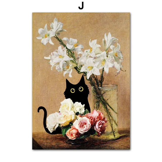 Funny Art Canvas - Black Cat