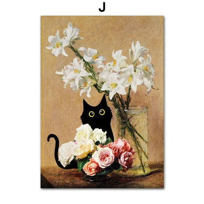 Funny Art Canvas - Black Cat