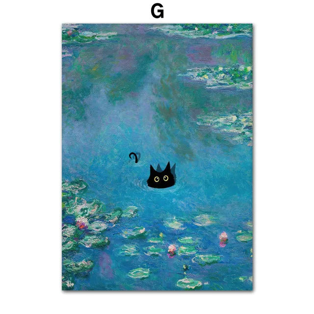 Funny Art Canvas - Black Cat