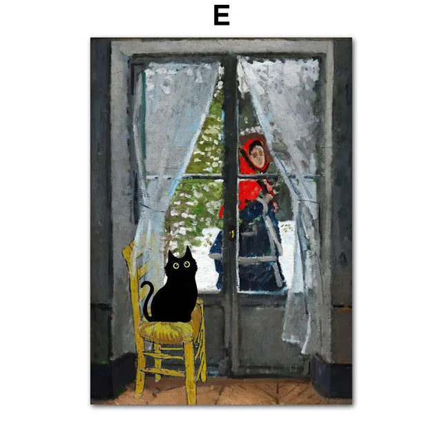 Funny Art Canvas - Black Cat