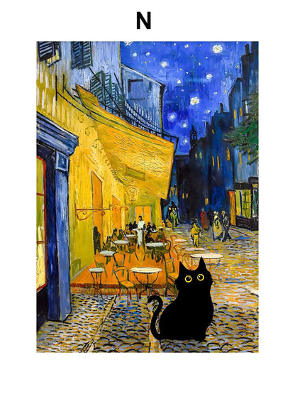 Funny Art Canvas - Black Cat