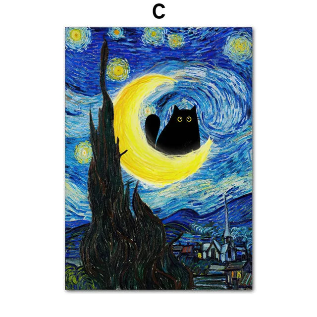 Funny Art Canvas - Black Cat