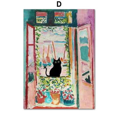 Funny Art Canvas - Black Cat