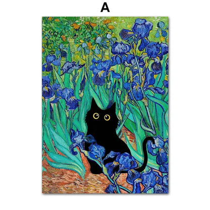 Funny Art Canvas - Black Cat