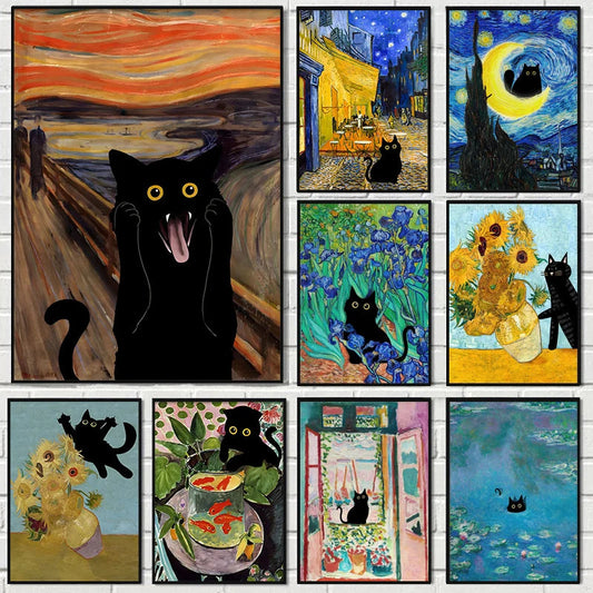 Funny Art Canvas - Black Cat