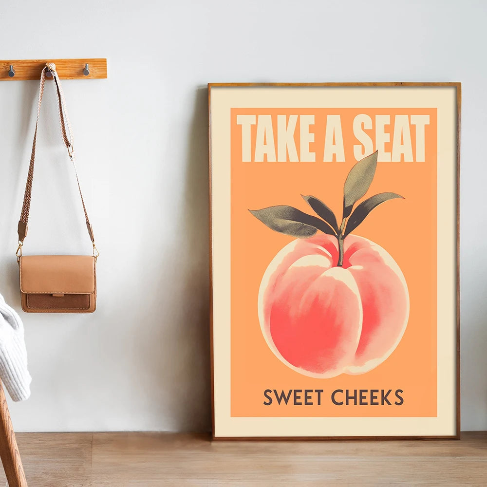 Funny Peach Canvas Bathroom Art