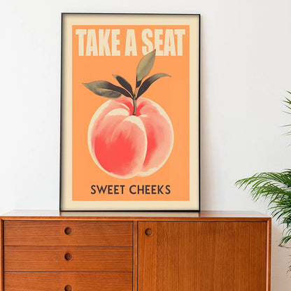 Funny Peach Canvas Bathroom Art