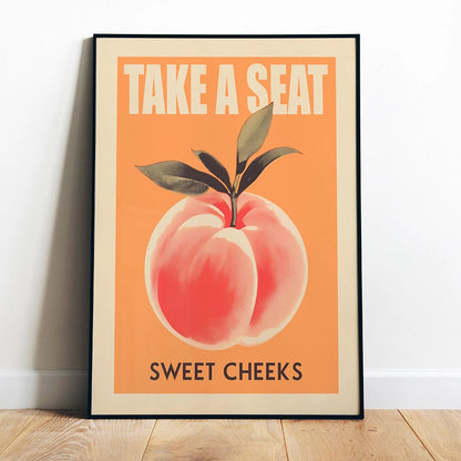 Funny Peach Canvas Bathroom Art