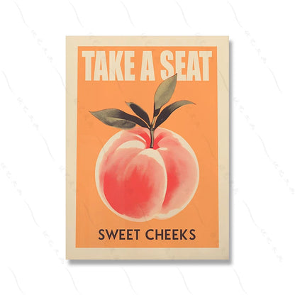 Funny Peach Canvas Bathroom Art