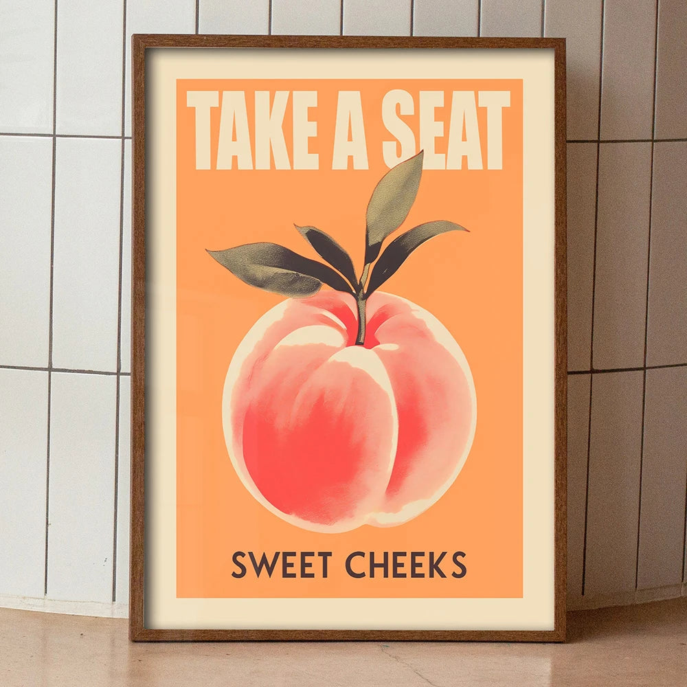 Funny Peach Canvas Bathroom Art