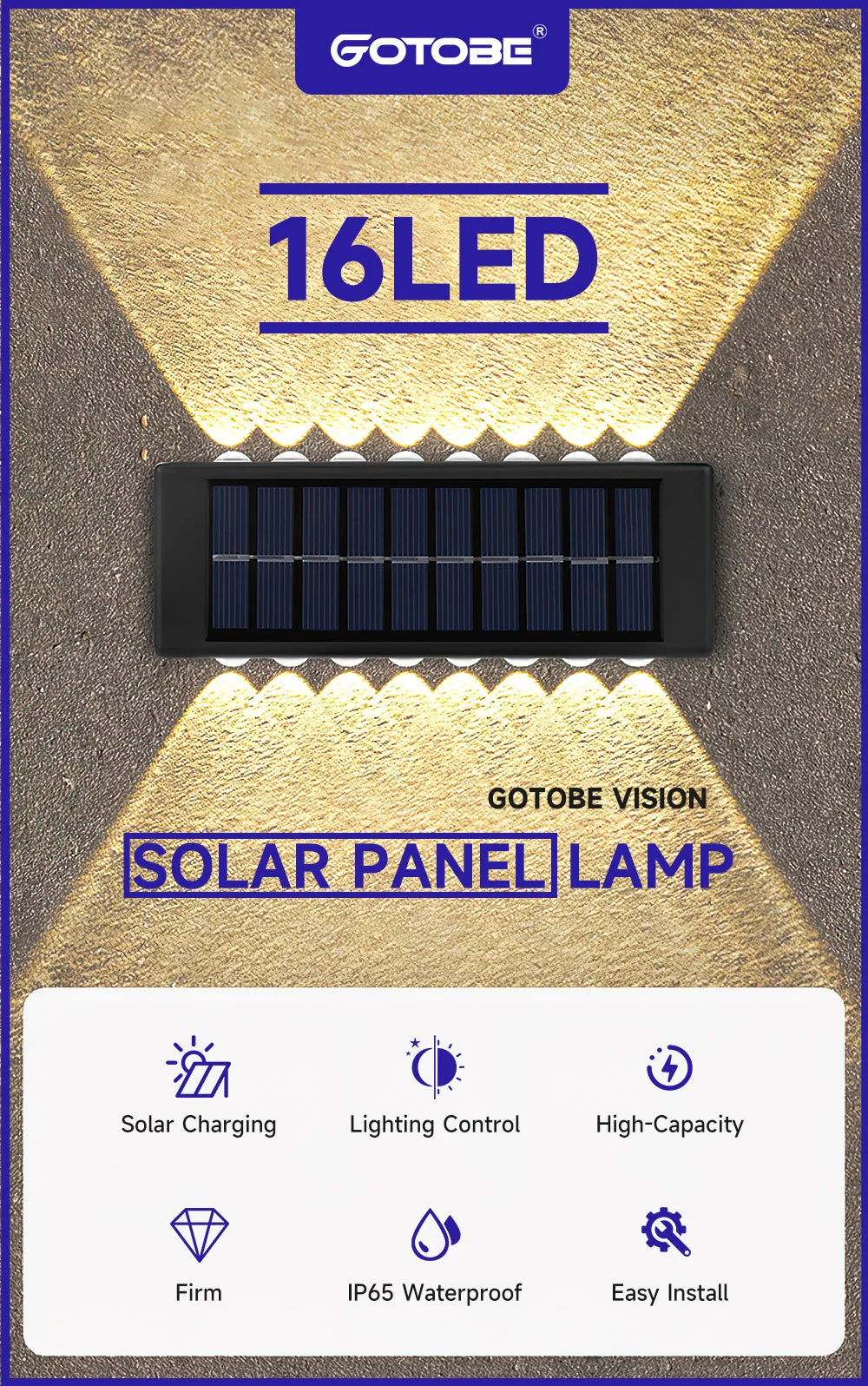 GOTOBE Solar LED Waterproof Wall Light