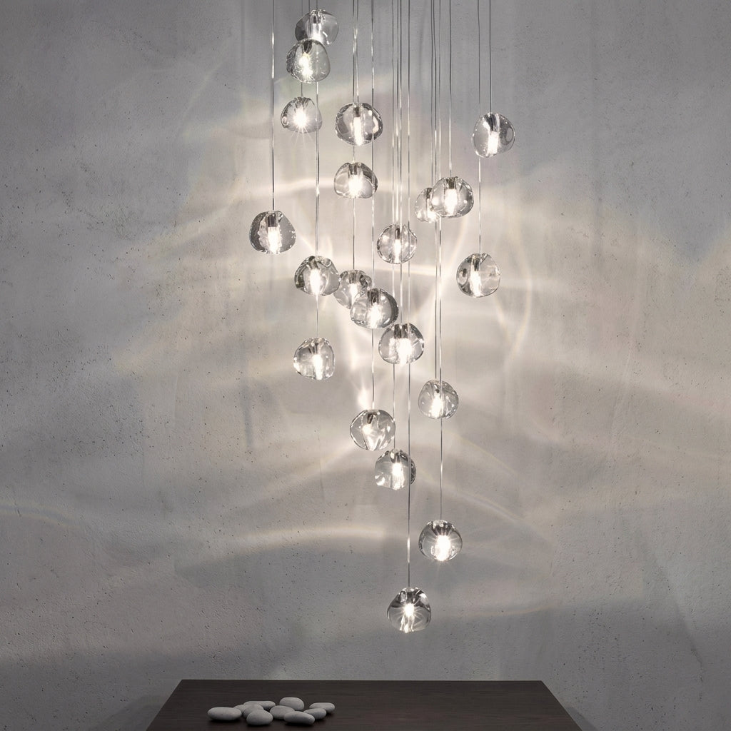 Silver Crystal Pendant Light Multi-Ball Design