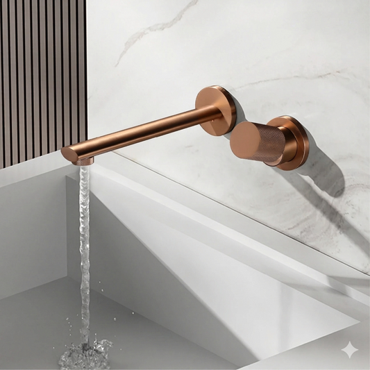Luxury Rose Gold Wall Mounted Bathroom Faucet
