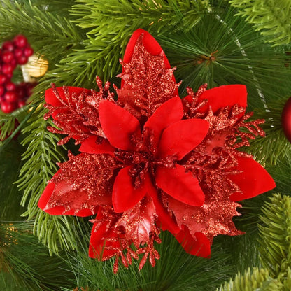 Glitter Christmas Flowers - 14cm Decor