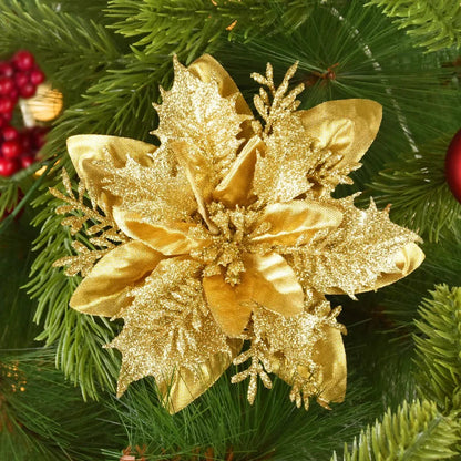 Glitter Christmas Flowers - 14cm Decor