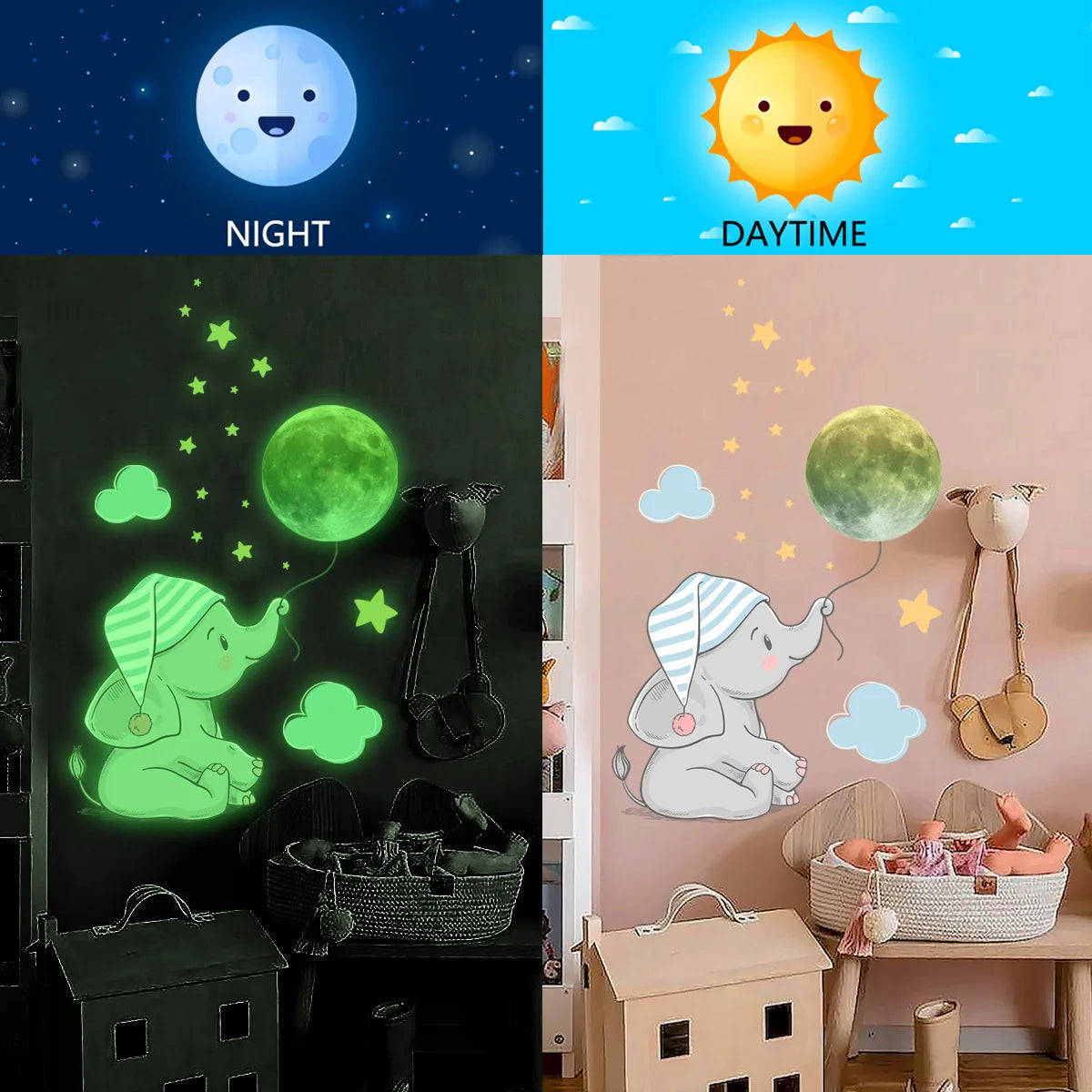 Glow in the Dark Cartoon Wall Decals