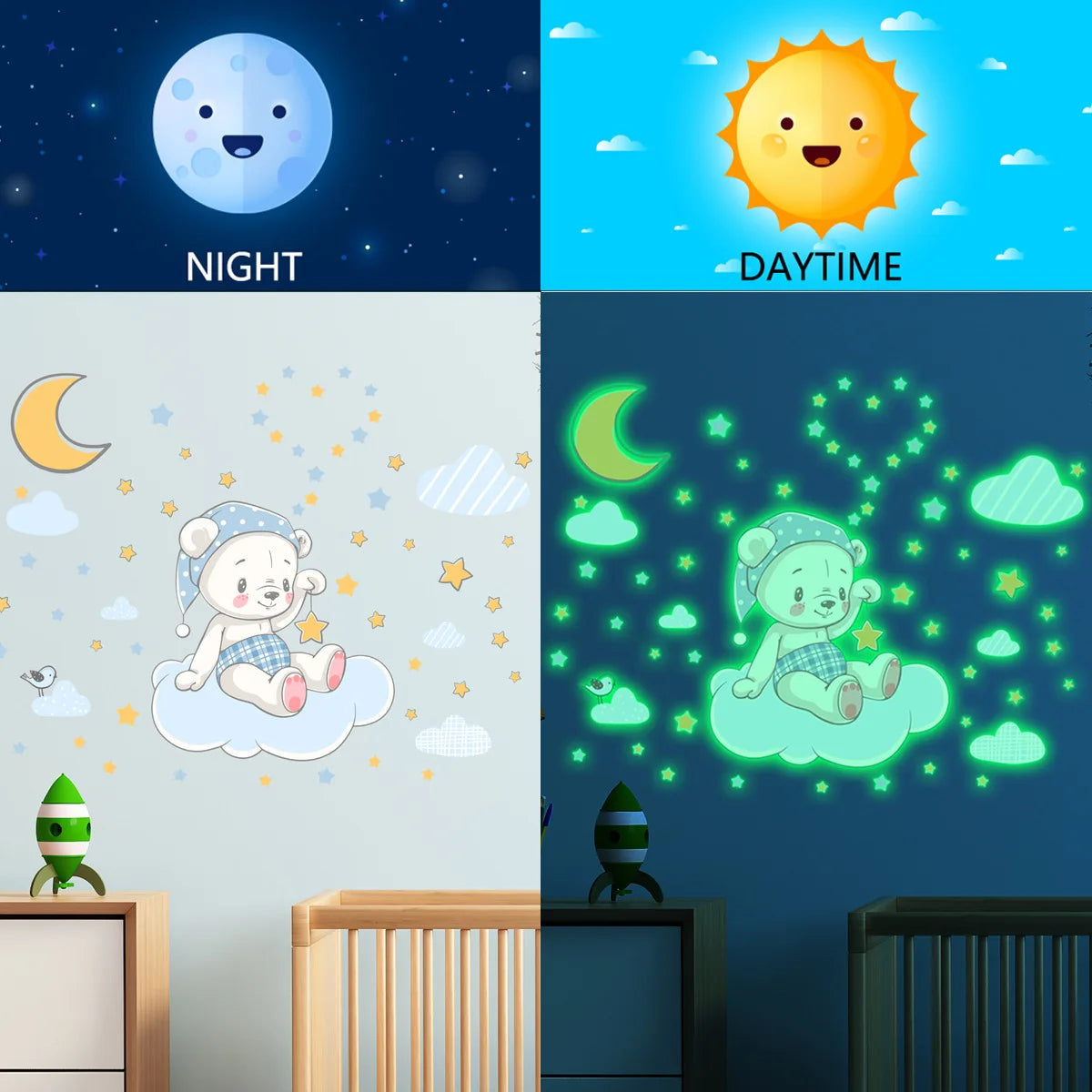 Glow in the Dark Cartoon Wall Decals