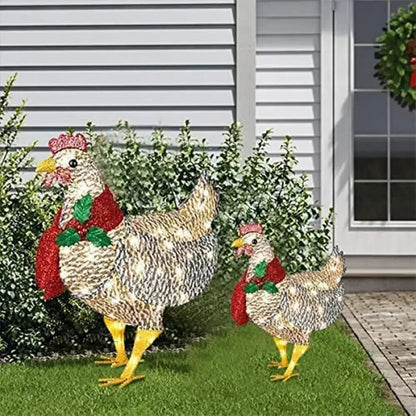 Glowing Christmas Chicken Garden Decor