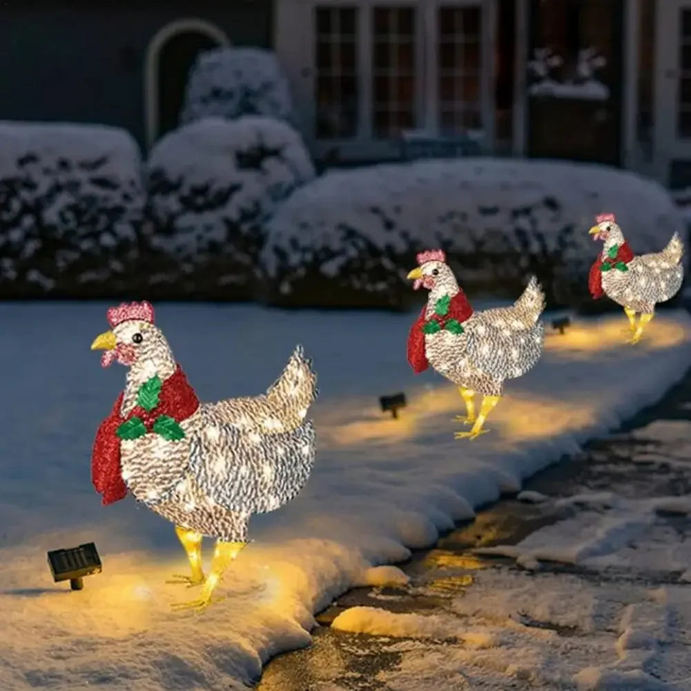 Glowing Christmas Chicken Garden Decor