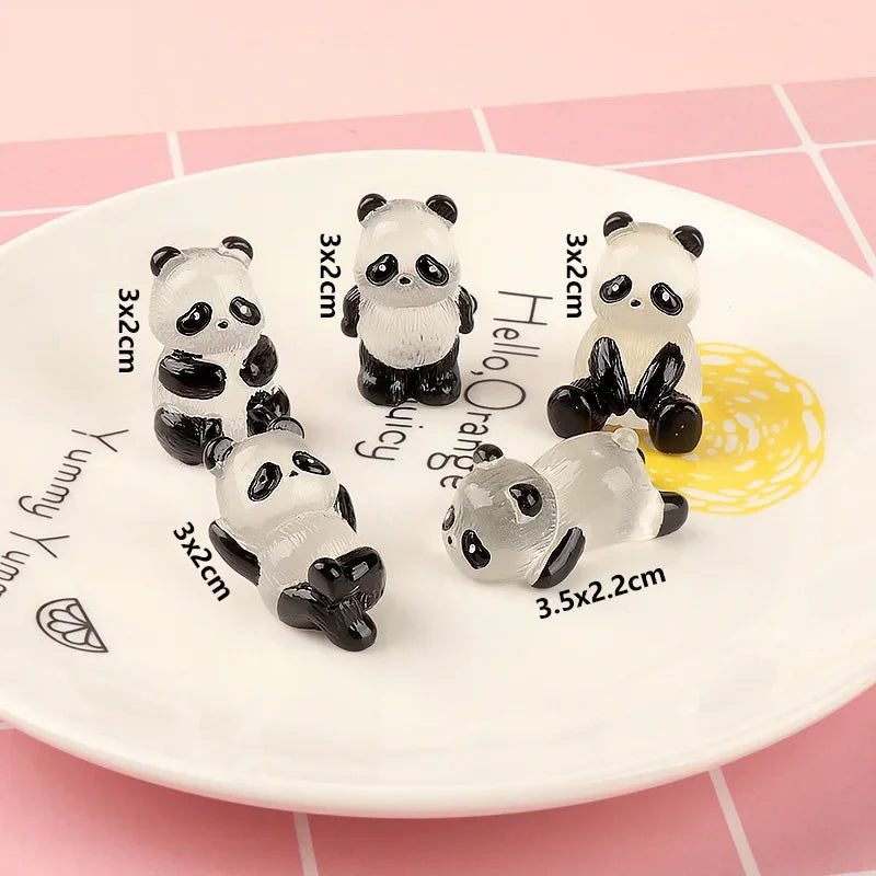 Glowing Mini Panda Figurines Decor