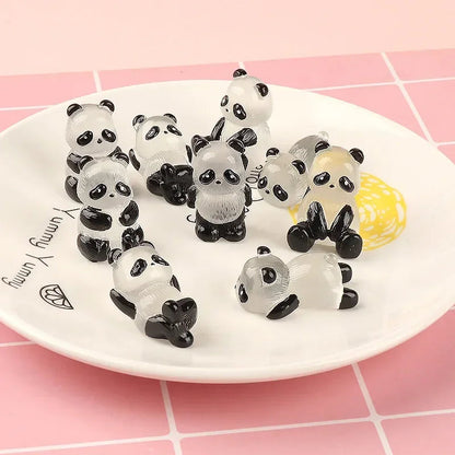 Glowing Mini Panda Figurines Decor