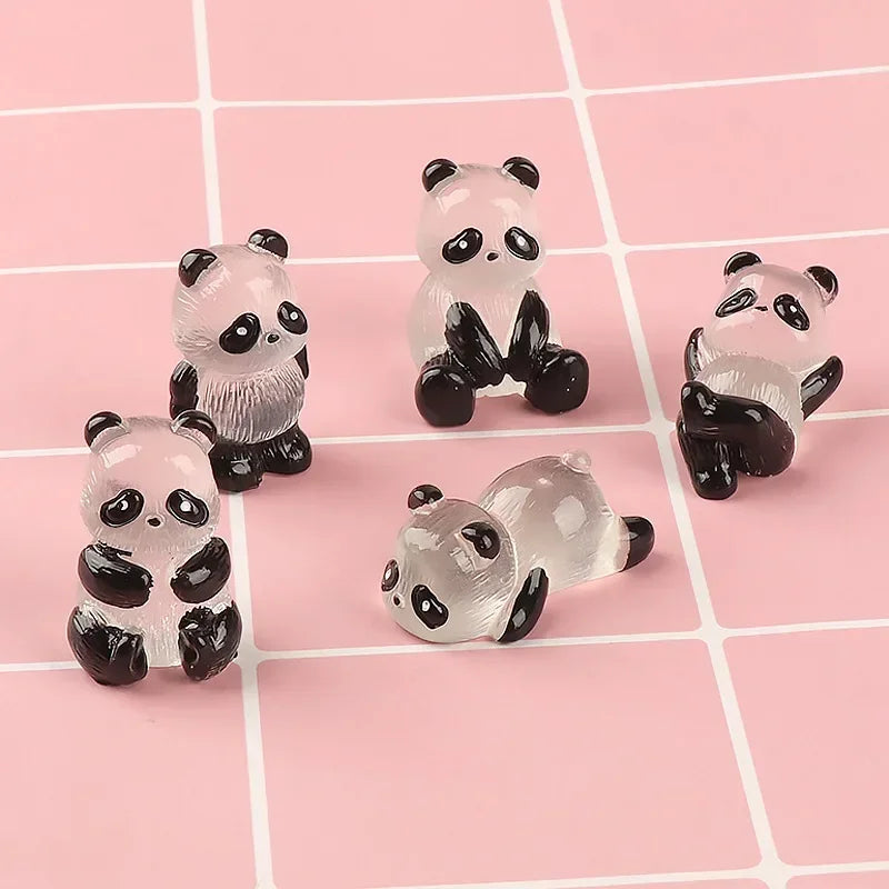 Glowing Mini Panda Figurines Decor