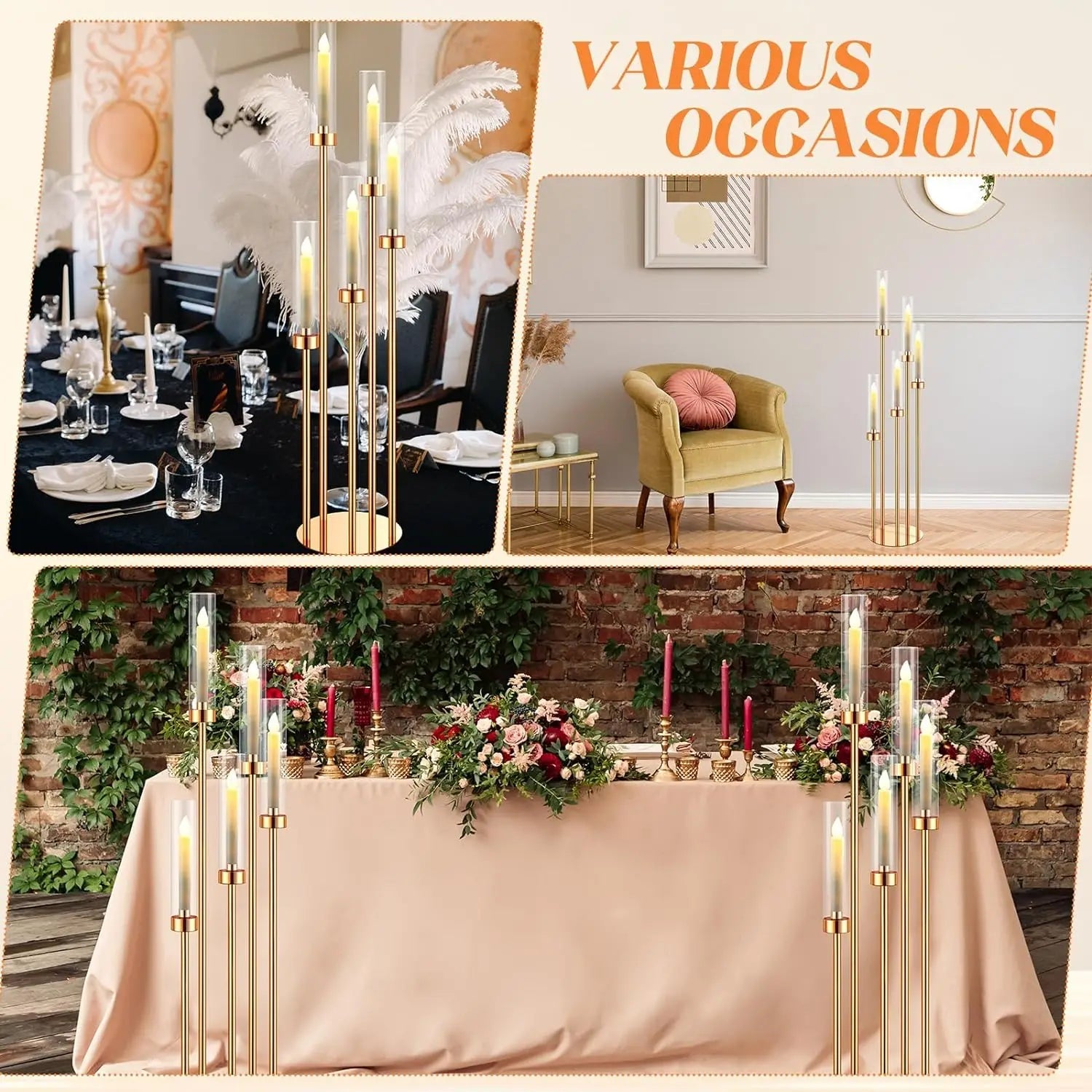 Gold 5 Arm Floor Candelabra