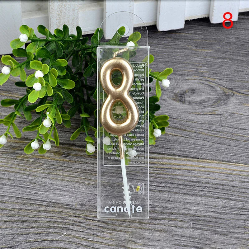 Gold Birthday Number Cake Candles