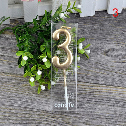 Gold Birthday Number Cake Candles