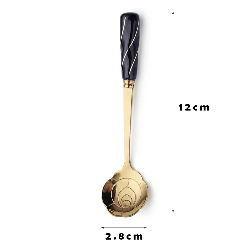 Gold Ceramic Handle Dessert Spoon