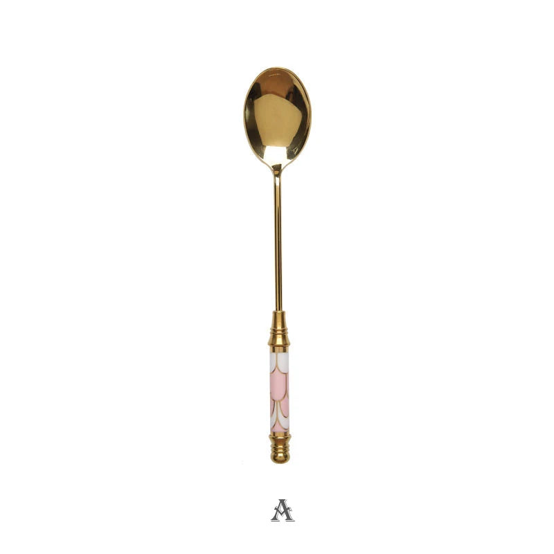 Gold Ceramic Handle Dessert Spoon