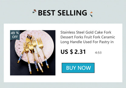 Gold Ceramic Handle Dessert Spoon