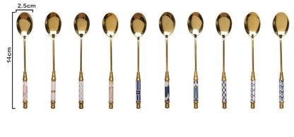 Gold Ceramic Handle Dessert Spoon