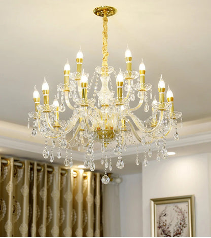 Gold Crystal Candelabra Ceiling Chandelier