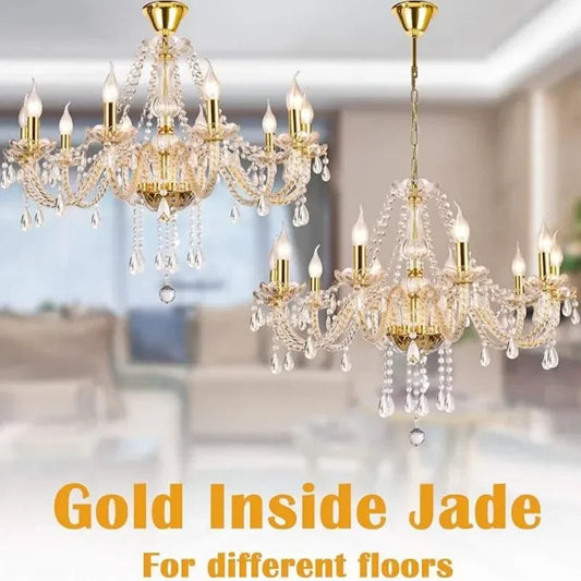 Gold Crystal Candelabra Ceiling Chandelier