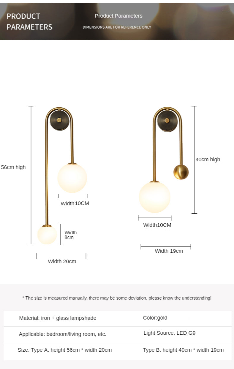 Gold Glass Ball Wall Light