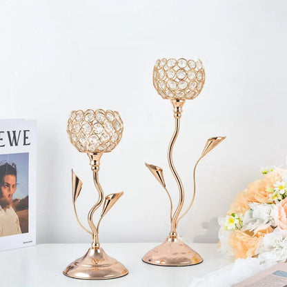 Gold Iron Flower Candlestick Holder