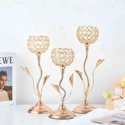 Gold Iron Flower Candlestick Holder