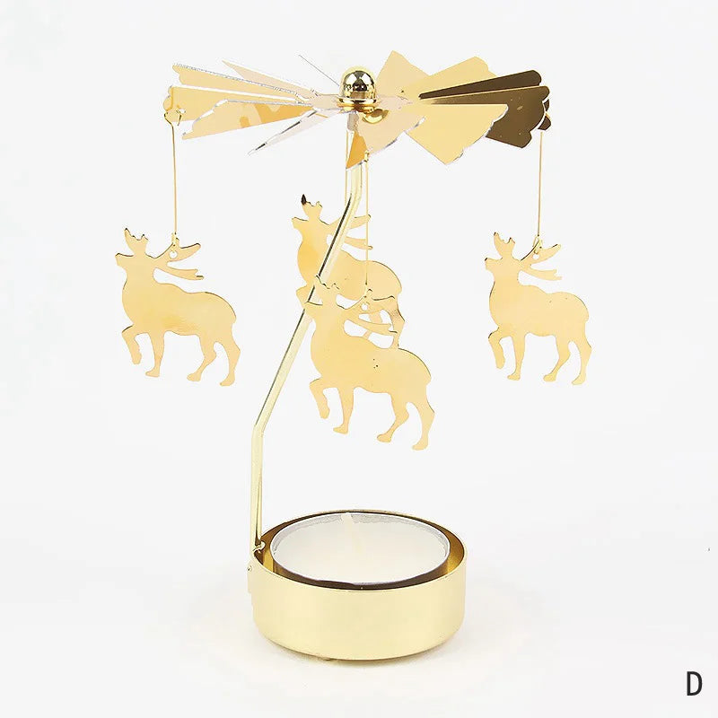 Gold Metal Carousel Candle Holder