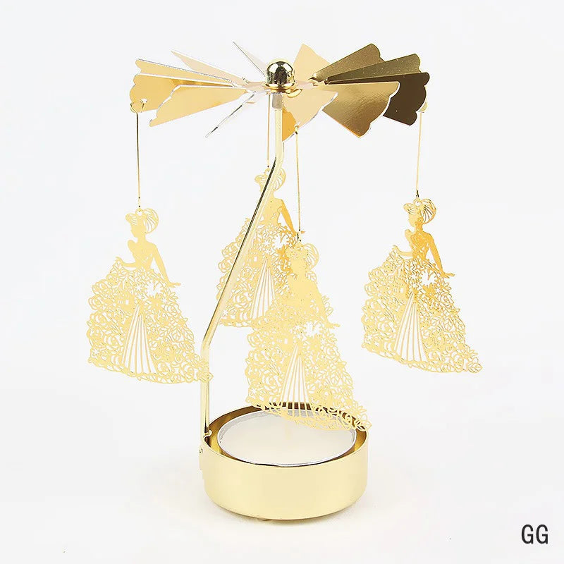 Gold Metal Carousel Candle Holder