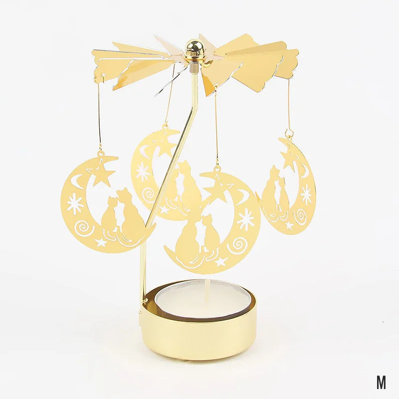 Gold Metal Carousel Candle Holder